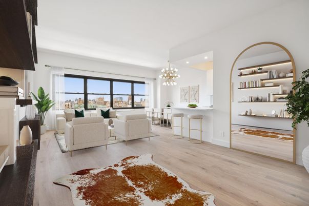 Dining room, Interior, Living room, Pendant Lights, Recessed Lighting, Wood Texture Flooring