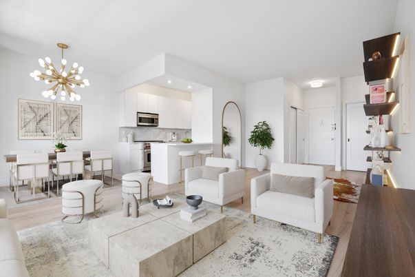 Dining room, Interior, Kitchen, Living room, Pendant Lights, Recessed Lighting, Stainless Steel Appliances, Wood Texture Flooring