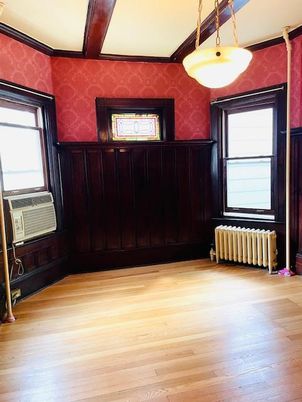 Empty room, Interior, Pendant Lights, Wood Texture Flooring, Wooden Walls