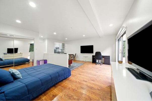 Bedroom, Home Office, Interior, Recessed Lighting, Wood Texture Flooring