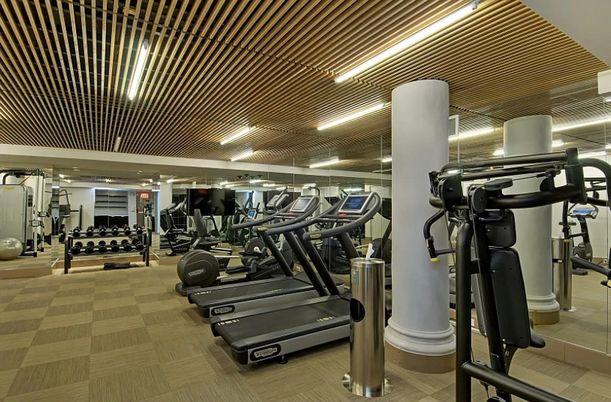 Fitness Equipment, Gym, Interior, Wood Texture Flooring