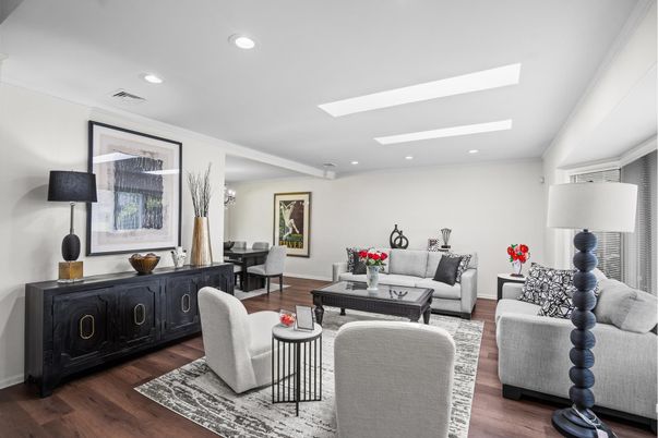 Interior, Living room, Recessed Lighting, Wood Texture Flooring