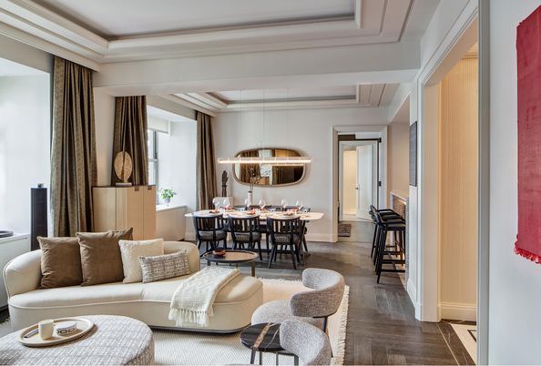 Dining room, Interior, Living room, Pendant Lights, Wood Texture Flooring