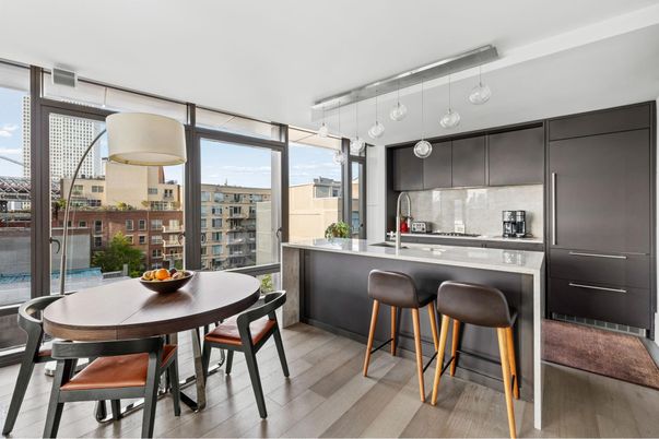 Dining room, Interior, Kitchen, Pendant Lights, Wood Texture Flooring