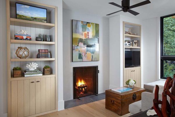 Fireplace, Interior, Wood Texture Flooring