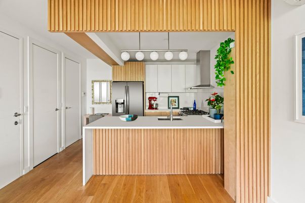 Interior, Kitchen, Stainless Steel Appliances, Wood Texture Flooring