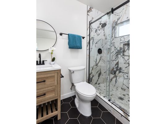 Bathroom, Glass Shower, Interior, Marble Walls
