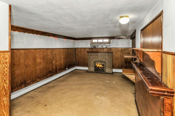 Empty room, Fireplace, Interior, Wooden Walls