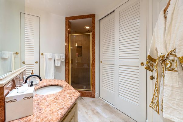 Bathroom, Glass Shower, Interior, Recessed Lighting