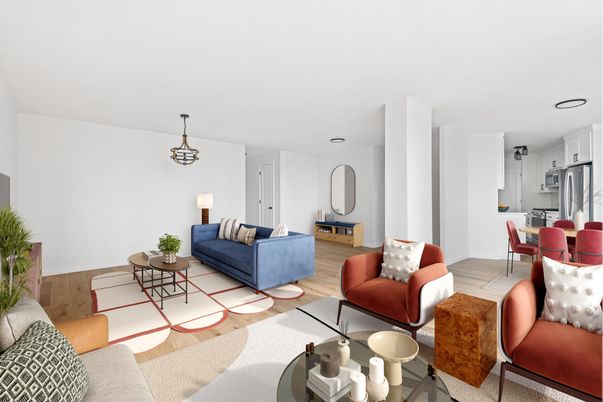 Dining room, Interior, Kitchen, Living room, Pendant Lights, Stainless Steel Appliances, Wood Texture Flooring