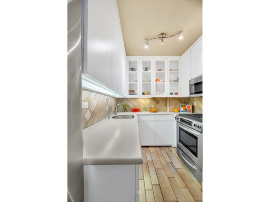Interior, Kitchen, Stainless Steel Appliances, Wood Texture Flooring