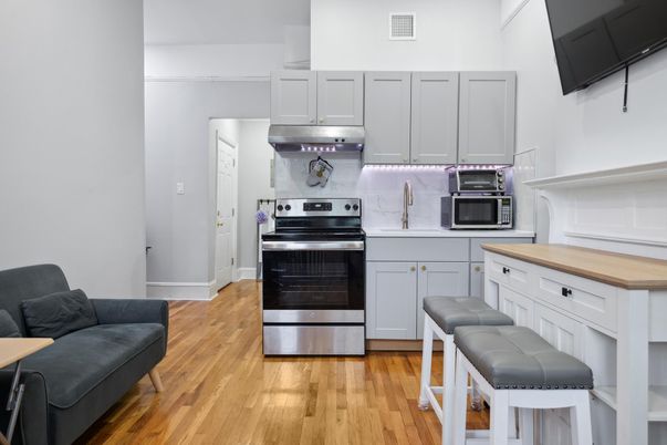 Interior, Kitchen, Stainless Steel Appliances, Wood Texture Flooring