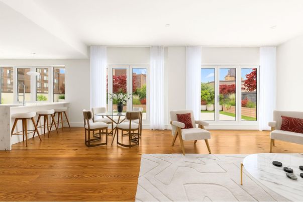 Dining room, Interior, Pendant Lights, Recessed Lighting, Wood Texture Flooring