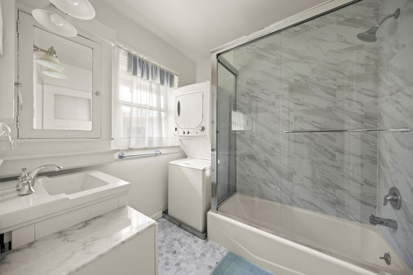 Bathroom, Glass Shower, Interior, Marble Walls