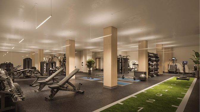 Fitness Equipment, Gym, Interior, Recessed Lighting