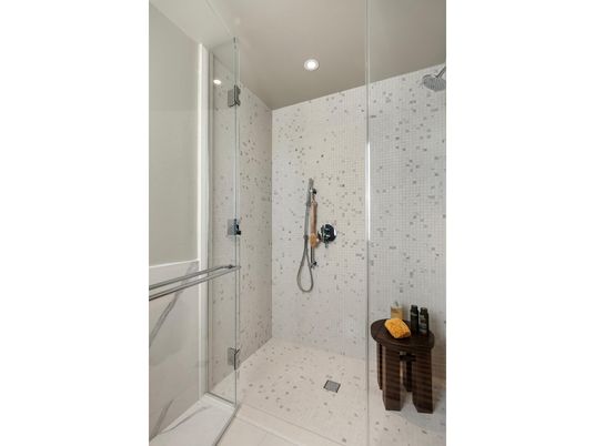 Bathroom, Glass Shower, Interior, Recessed Lighting