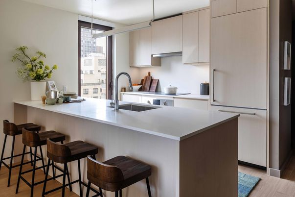 Interior, Kitchen, Pendant Lights, Wood Texture Flooring
