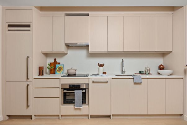 Interior, Kitchen, Stainless Steel Appliances, Wood Texture Flooring
