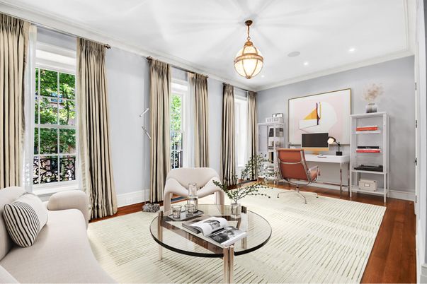 Home Office, Interior, Pendant Lights, Recessed Lighting, Wood Texture Flooring