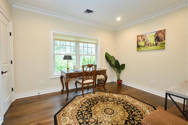 Home Office, Interior, Recessed Lighting, Wood Texture Flooring
