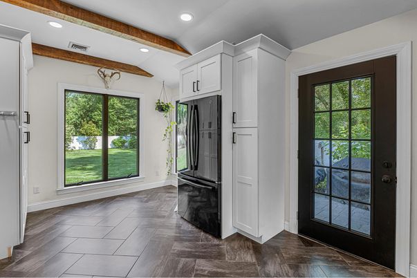 Interior, Recessed Lighting, Wooden Beams, Wood Texture Flooring