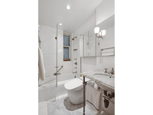 Bathroom, Glass Shower, Interior, Marble, Recessed Lighting