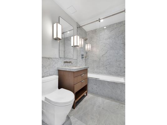 Bathroom, Glass Shower, Interior, Marble Walls