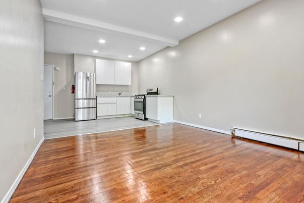 Interior, Kitchen, Recessed Lighting, Wood Texture Flooring