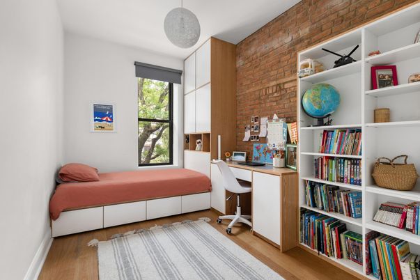 Home Office, Interior, Stone Walls, Wood Texture Flooring