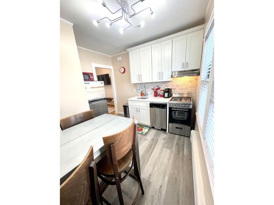 Interior, Kitchen, Stainless Steel Appliances, Wood Texture Flooring