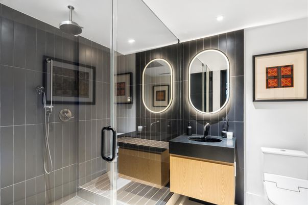 Bathroom, Dual Sink Vanities, Glass Shower, Interior, Recessed Lighting