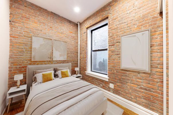 Bedroom, Interior, Recessed Lighting, Stone Walls