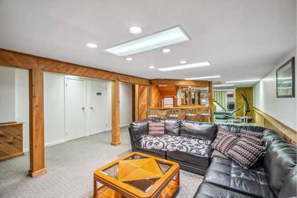 Interior, Living room, Recessed Lighting, Wooden Walls