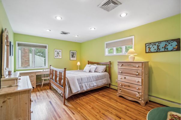 Bedroom, Home Office, Interior, Recessed Lighting, Wood Texture Flooring