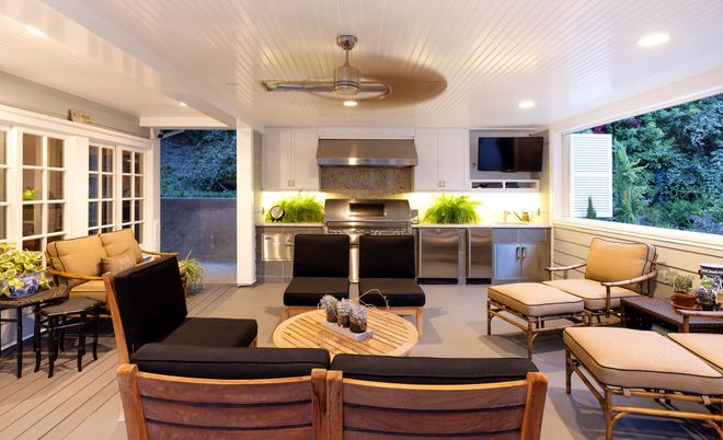 Dining room, Interior, Kitchen, Living room, Recessed Lighting, Wood Texture Flooring