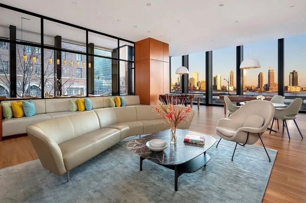 Dining room, Interior, Living room, Pendant Lights, Recessed Lighting, Wood Texture Flooring