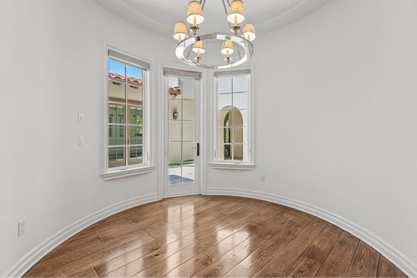 Chandelier, Empty room, Interior, Wood Texture Flooring