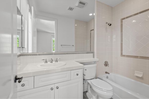 Bathroom, Interior, Recessed Lighting, Tile Countertops