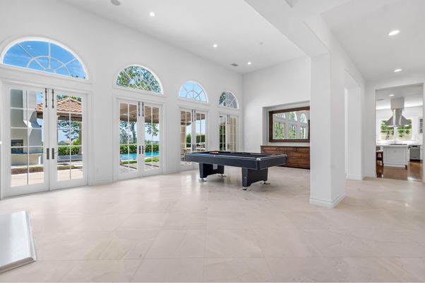 Billiard Table, Game Room, Interior, Recessed Lighting
