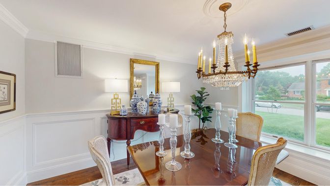 Chandelier, Dining room, Interior, Wood Texture Flooring