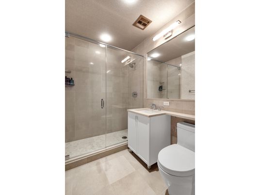 Bathroom, Glass Shower, Interior, Recessed Lighting