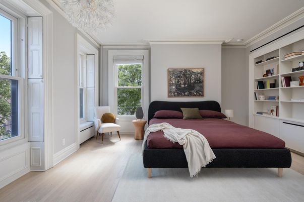 Bedroom, Chandelier, Interior, Wood Texture Flooring