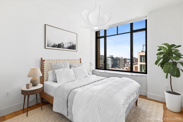 Bedroom, Interior, Pendant Lights, Wood Texture Flooring