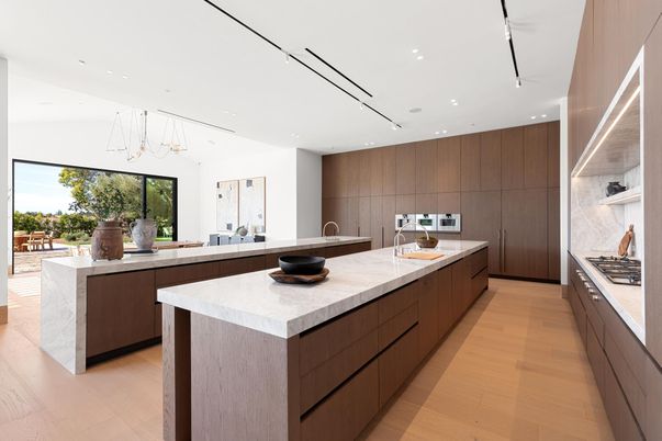 Interior, Kitchen, Pendant Lights, Recessed Lighting, Wood Texture Flooring