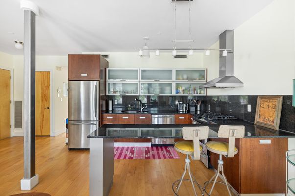 Interior, Kitchen, Stainless Steel Appliances, Wood Texture Flooring