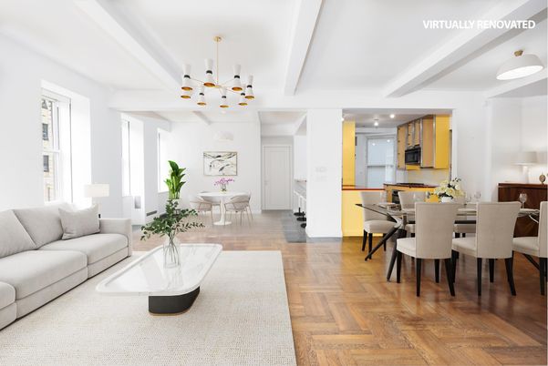 Dining room, Interior, Kitchen, Living room, Pendant Lights, Recessed Lighting, Wood Texture Flooring
