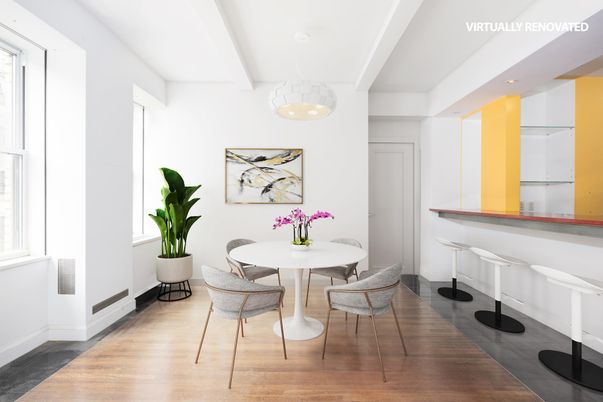 Dining room, Interior, Pendant Lights, Recessed Lighting, Wood Texture Flooring