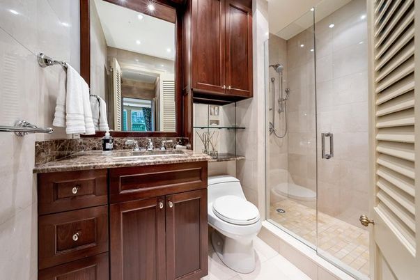 Bathroom, Glass Shower, Interior, Recessed Lighting