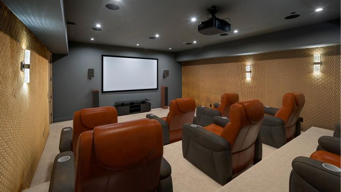 Home Theatre Room, Interior, Projection Screen, Recessed Lighting, Theatre Room