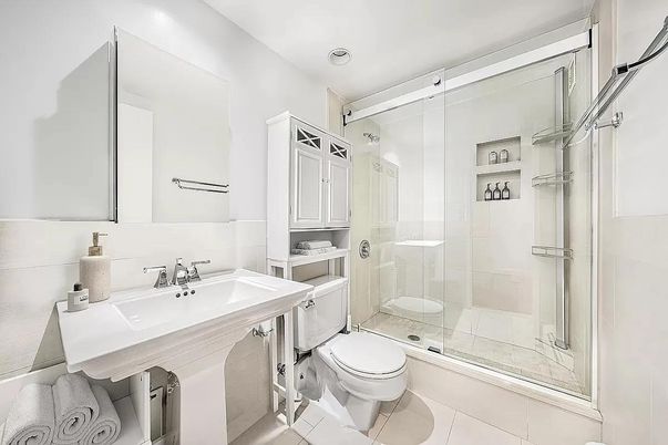 Bathroom, Glass Shower, Interior, Recessed Lighting
